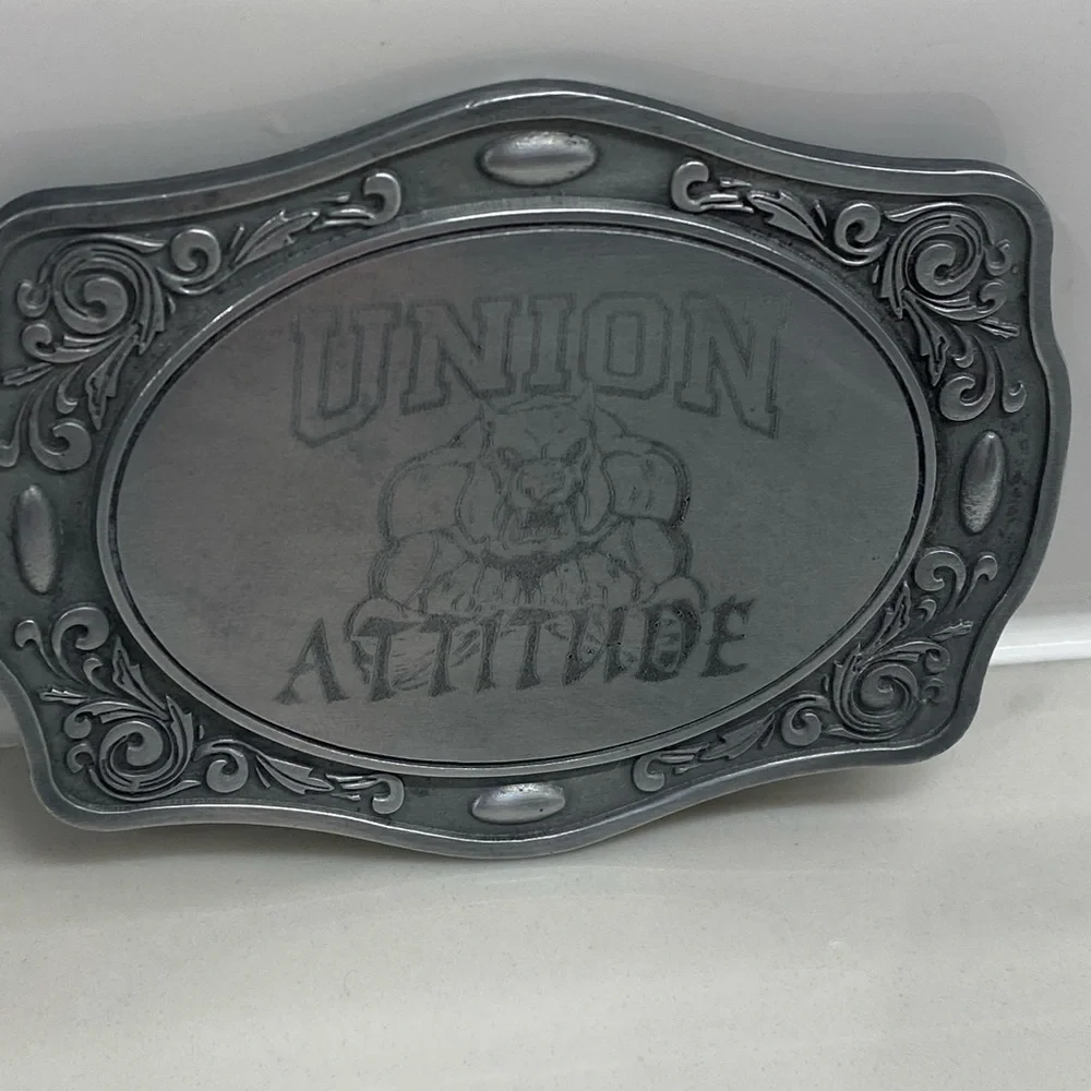 UNION ATTITUDE SILVER BELT BUCKLE
